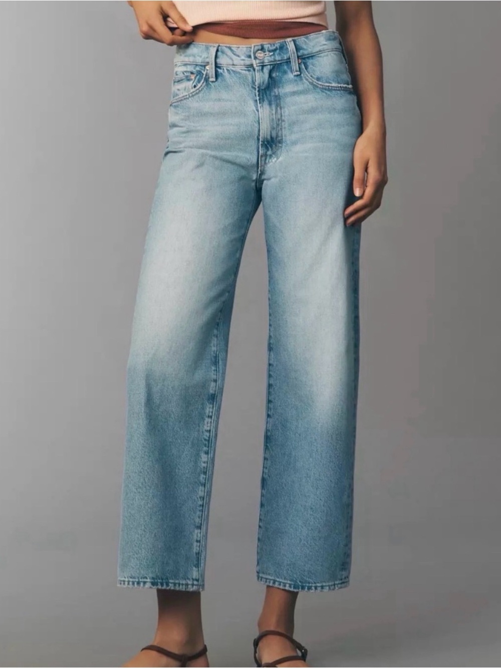 Mother The Rambler Preppy High Waisted Zip Ankle Jeans in Country Line Wash 26 - Picture 5 of 16